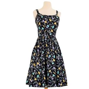 Trashy Diva Mardi Gras Fans Black Sleeveless Fir and Flare Midi Dress X-Small 2